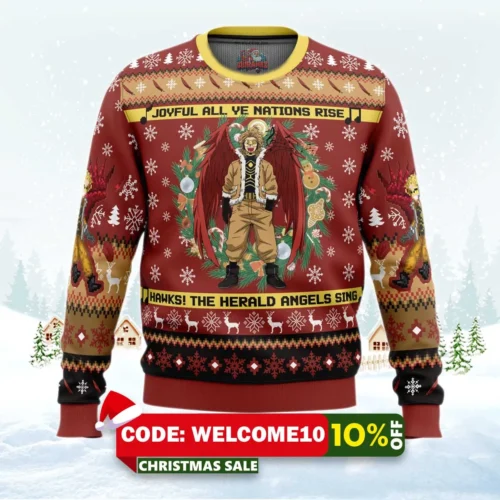 hawks singing christmas song my hero academia ugly christmas sweater 1