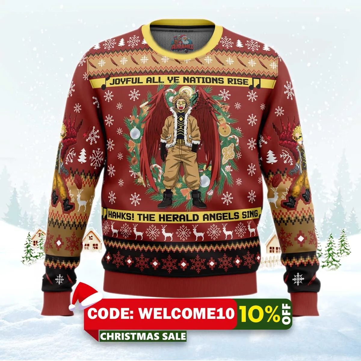 hawks singing christmas song my hero academia ugly christmas sweater 1 hawks singing christmas song my hero academia ugly christmas sweater 1