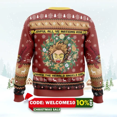 Hawks Singing Christmas Song My Hero Academia Ugly Christmas Sweater 1 hawks singing christmas song my hero academia ugly christmas sweater 2
