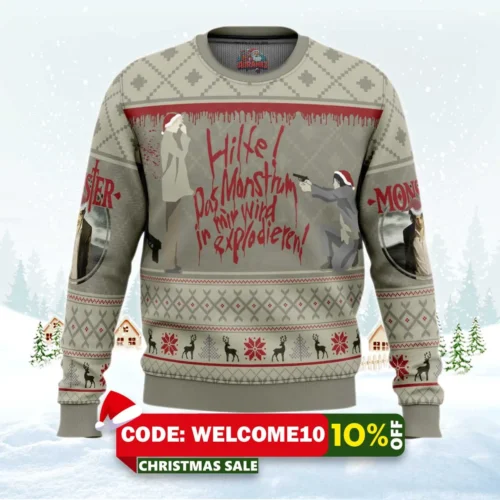 helfe das monstrum monster ugly christmas sweater 1