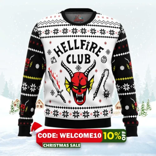 hellfire club stranger things ugly christmas sweater 1