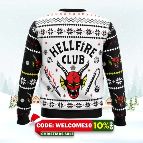 Hellfire Club Stranger Things Ugly Christmas Sweater 1 hellfire club stranger things ugly christmas sweater 2