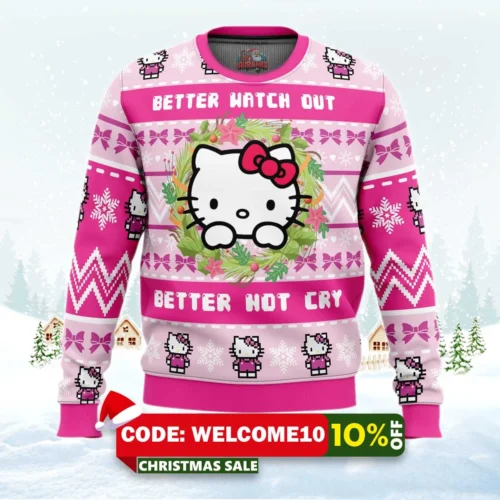 hello kitty is coming to town ugly christmas sweater 1