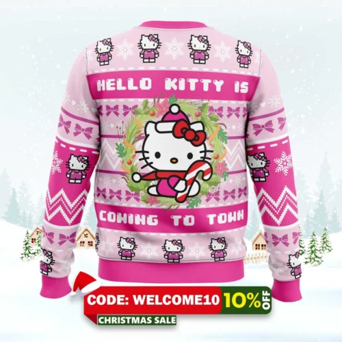hello kitty is coming to town ugly christmas sweater 2