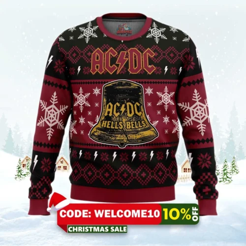 hells bells acdc ugly christmas sweater 1