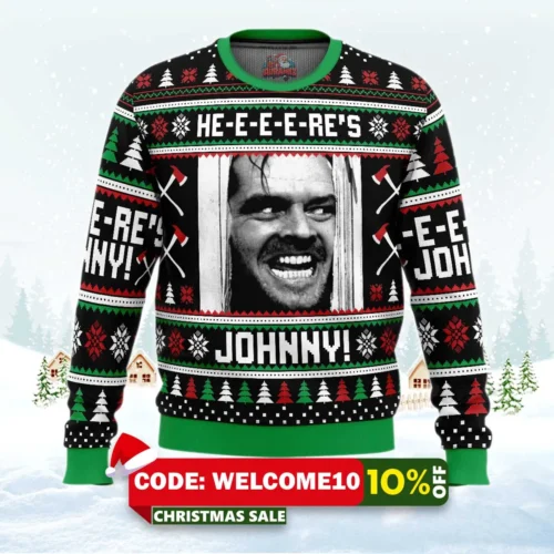 here's johnny the shining ugly christmas sweater 1