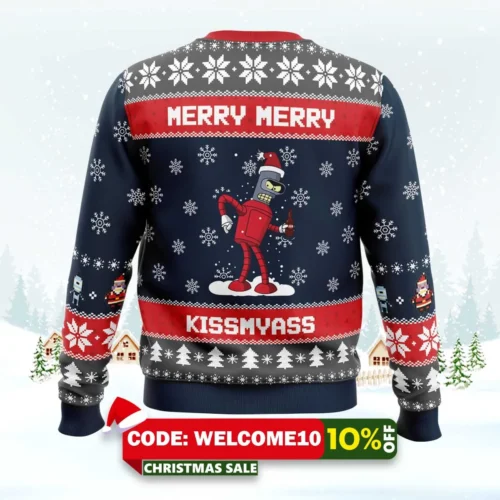 Hey! We Wish You A Futurama Ugly Christmas Sweater 1 hey! we wish you a futurama ugly christmas sweater 2