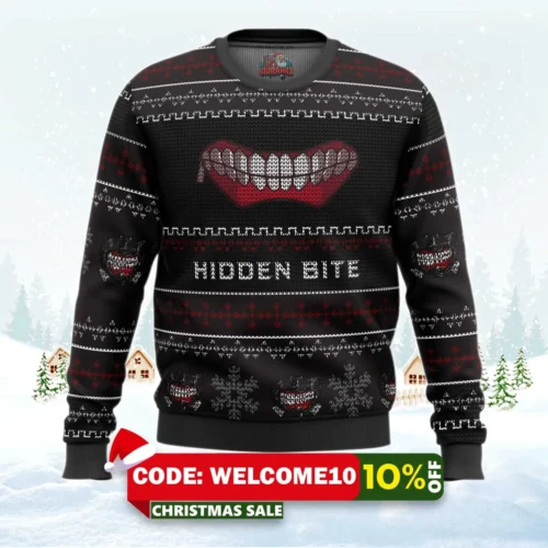 hidden bite tokyo ghoul ugly christmas sweater 1