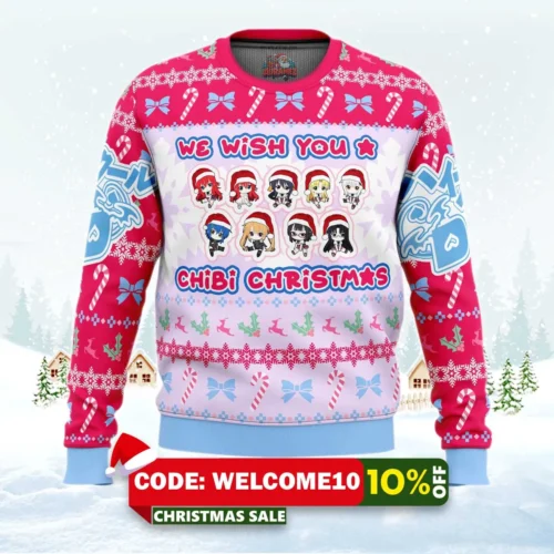 high school dxd chibi girls ugly christmas sweater 1