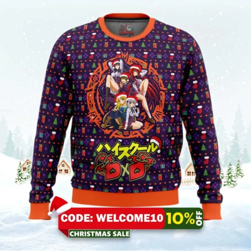 high school dxd dreaming his own harem ugly christmas sweater 1