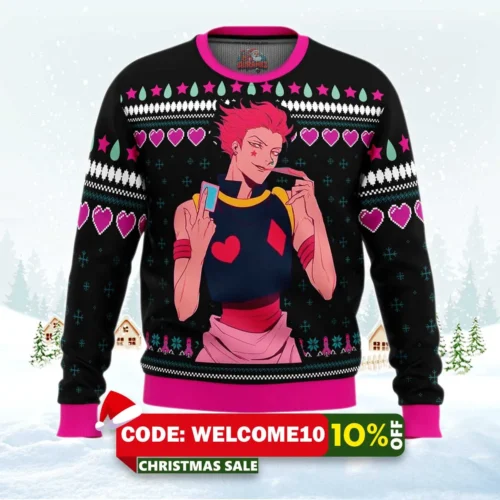 hisoka hunter x hunter ugly christmas sweater 1