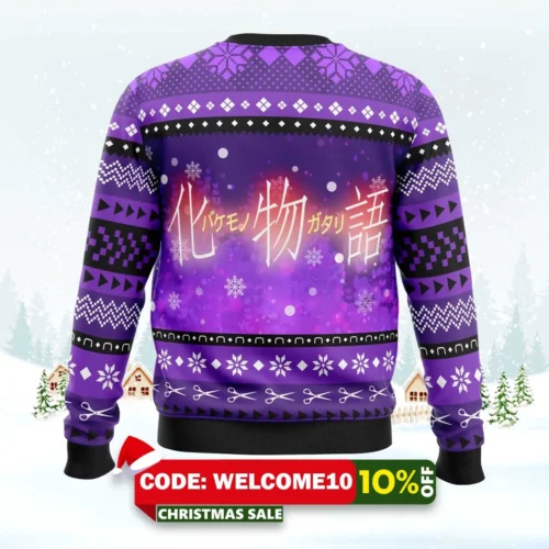 hitagi and koyomi bakemonogatari ugly christmas sweater 2