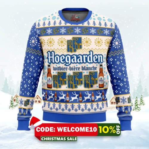hoegaarden beer ugly christmas sweater 1