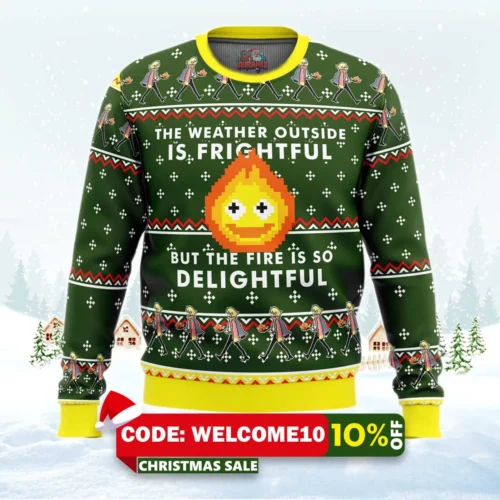 howls moving castle ugly christmas sweater 1