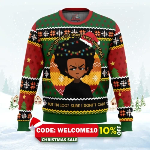 huey freeman the boondocks ugly christmas sweater 1
