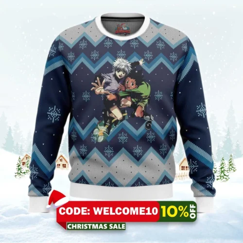 hunter x hunter gon and killua ugly christmas sweater 1
