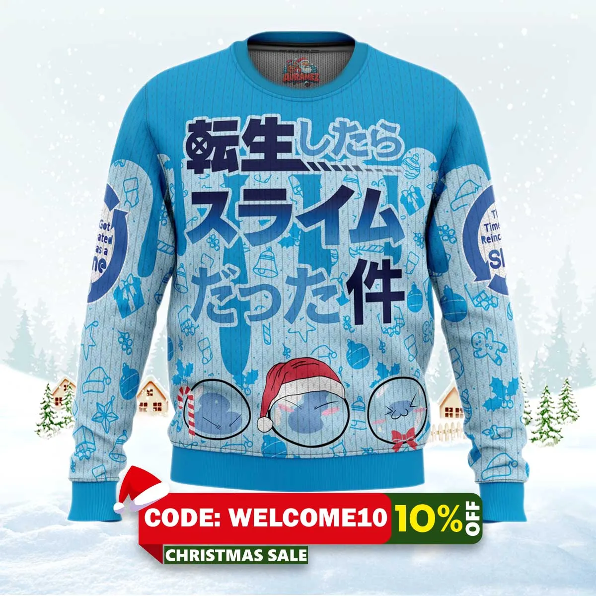 i got slimy that time i got reincarnated as a slime christmas sweater 1 i got slimy that time i got reincarnated as a slime christmas sweater 1