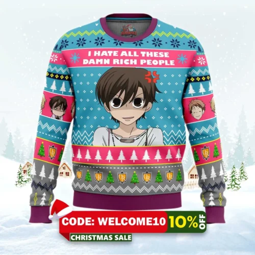 i hate all ouran high school host club ugly christmas sweater 1