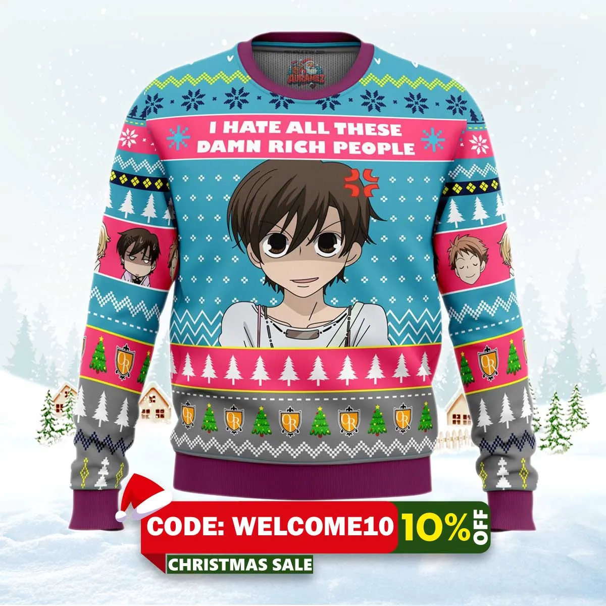 i hate all ouran high school host club ugly christmas sweater 1 i hate all ouran high school host club ugly christmas sweater 1