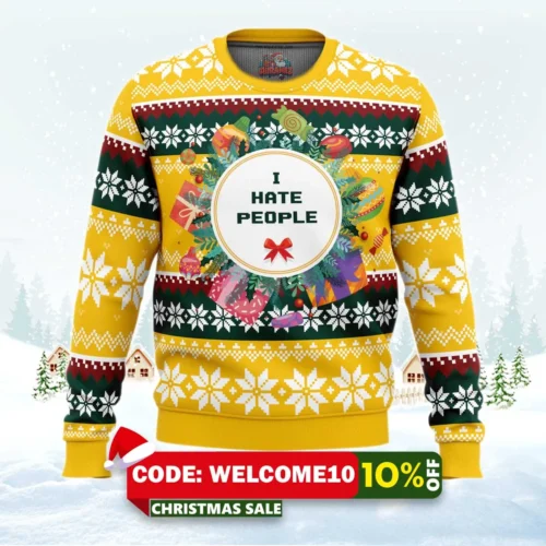 i hate people parody ugly christmas sweater 1