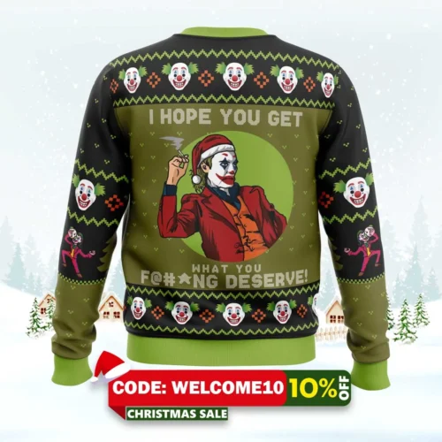 i hope you get what you deserve joker dc comics ugly christmas sweater 2