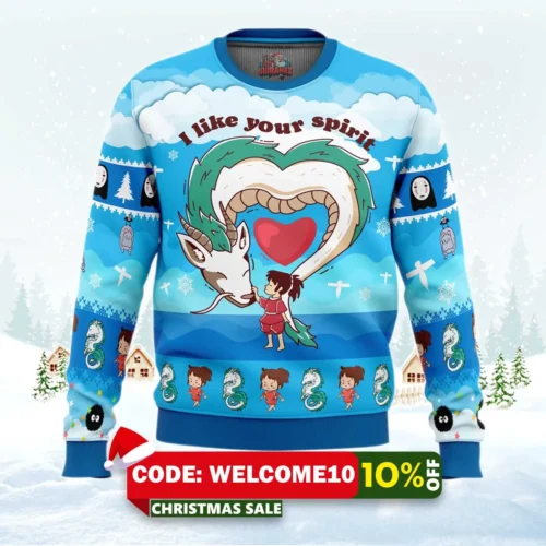 i like your spirit spirited away ugly christmas sweater 1