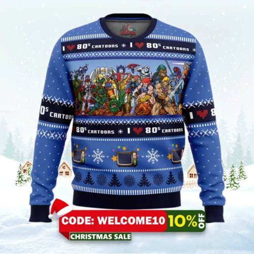 i love the 80s cartoons ugly christmas sweater 1
