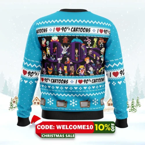 i love the 90s cartoons ugly christmas sweater 2