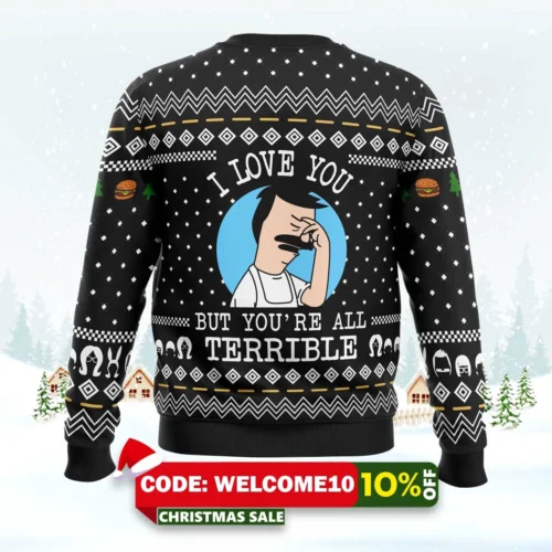 i love you but bob's burgers ugly christmas sweater 2