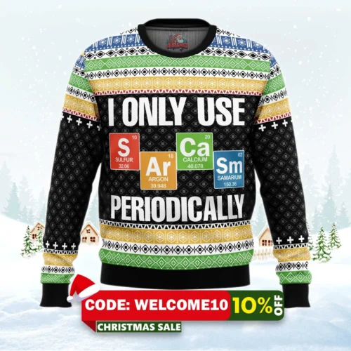 i only use sarcasm periodically ugly christmas sweater 1