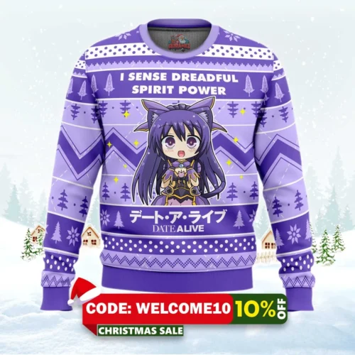 i sense dreadful spirit power date a live ugly christmas sweater 1