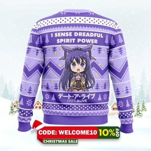 i sense dreadful spirit power date a live ugly christmas sweater 2