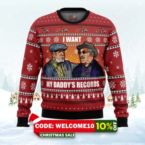 i want my daddy's records sanford and son ugly christmas sweater 1