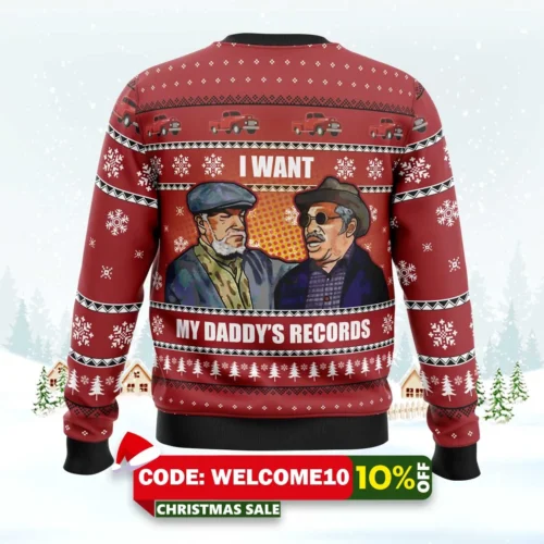 i want my daddy's records sanford and son ugly christmas sweater 2