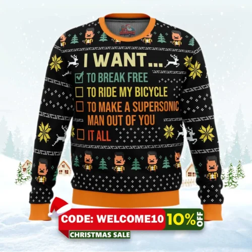 i want to break free queen ugly christmas sweater 1
