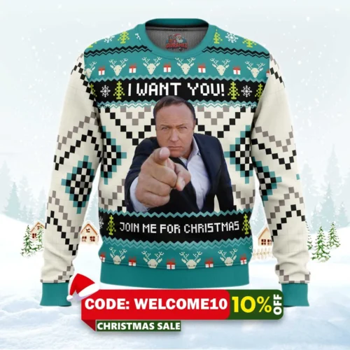 i want you alex jones ugly christmas sweater 1