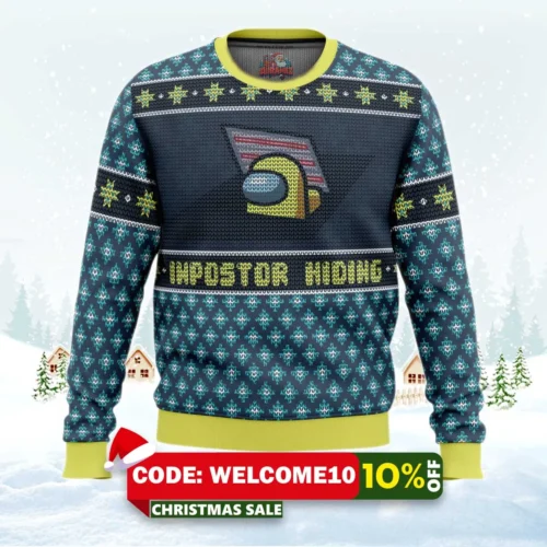 impostor hiding among us ugly christmas sweater 1
