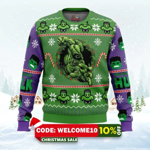 incredible hulk ugly christmas sweater 1