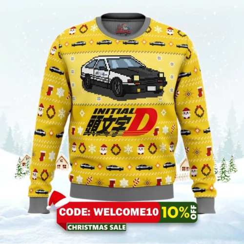 initial d classic toyota car ugly christmas sweater 1