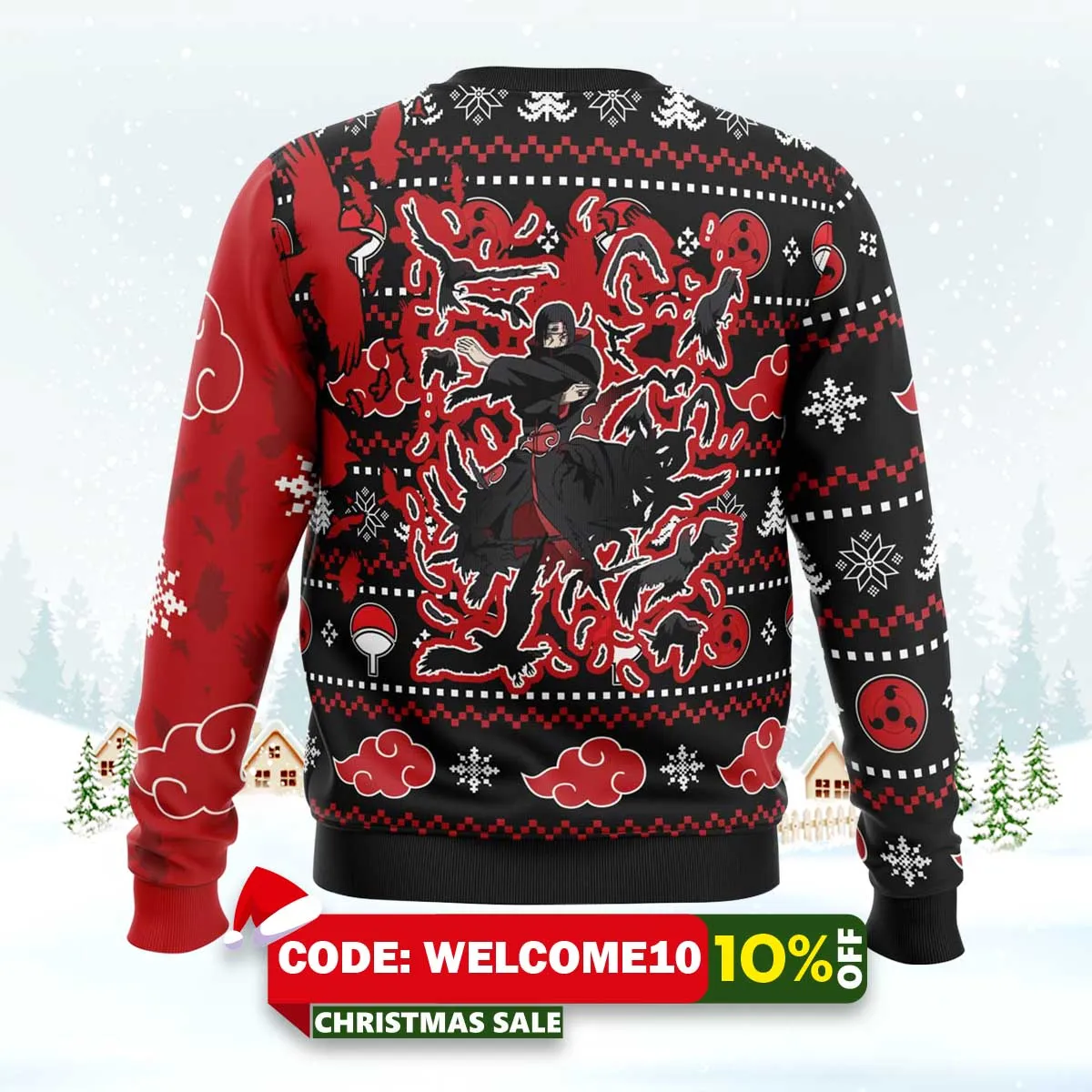 itachi crow akatsuki naruto ugly christmas sweater 2 itachi crow akatsuki naruto ugly christmas sweater 2