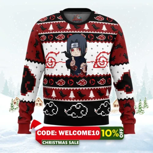 itachi uchiha chibi akatsuki naruto ugly christmas sweater 1