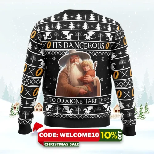 It'S Dangerous To Go Alone Lord Of The Rings Ugly Christmas Sweater 1 it's dangerous to go alone lord of the rings ugly christmas sweater 2