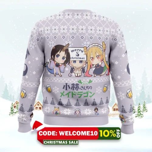 it's the most wonderful time for a beer miss kobayashi's dragon maid ugly christmas sweater 2