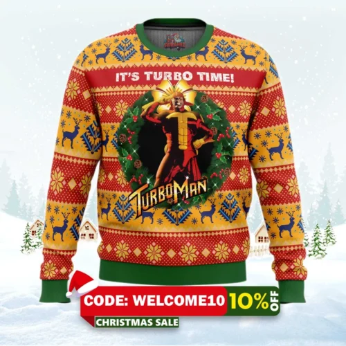 it's turbo time turbo time ugly christmas sweater 1