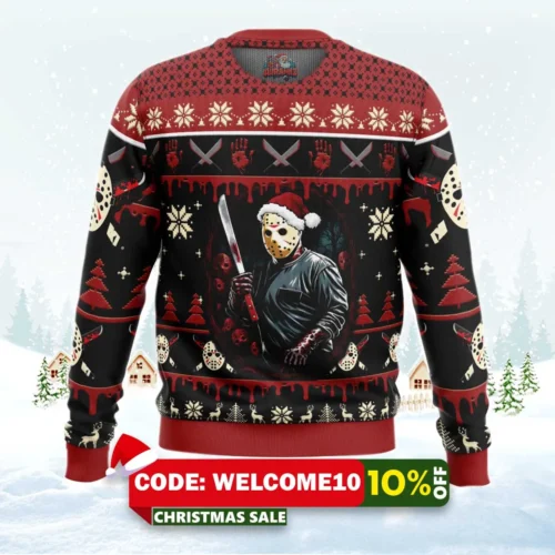 jason voorhees firday the 13th ugly christmas sweater 1