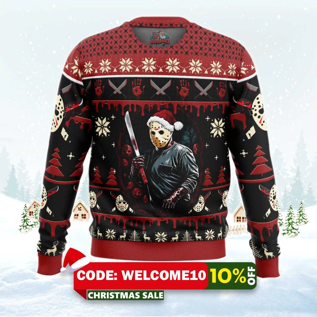 jason voorhees firday the 13th ugly christmas sweater 1 jason voorhees firday the 13th ugly christmas sweater 1