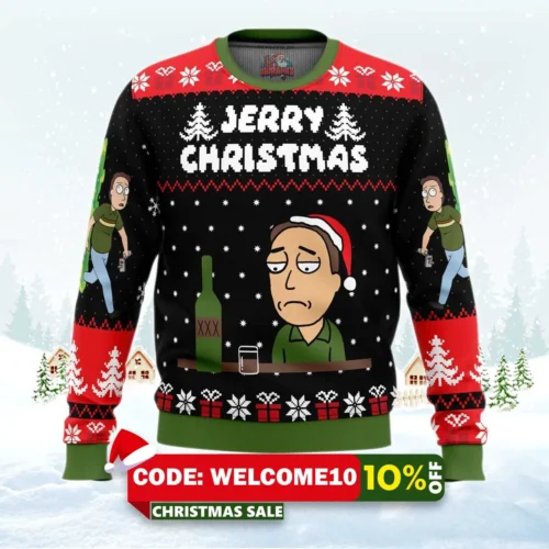 jerry christmas rick and morty ugly christmas sweater 1