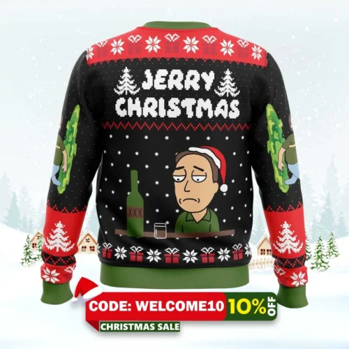 Jerry Christmas Rick And Morty Ugly Christmas Sweater 1 jerry christmas rick and morty ugly christmas sweater 2