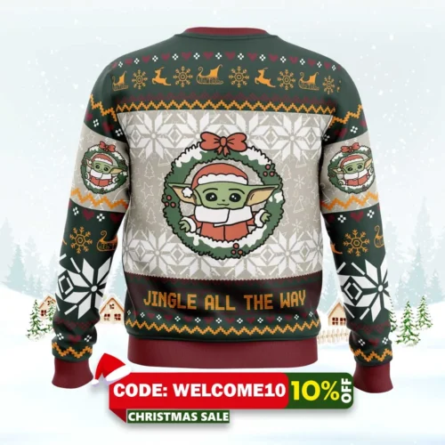 jingle all the way mandalorian star wars ugly christmas sweater 2