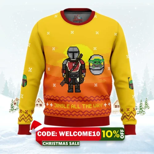 jingle all the way mandalorian ugly christmas sweater 1